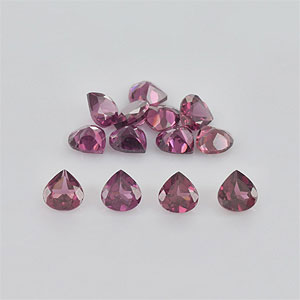 Natural 4x4x2.3mm Faceted Heart Rhodolite Garnet