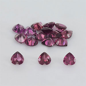 Natural 4x4x2.20mm Faceted Heart Rhodolite Garnet