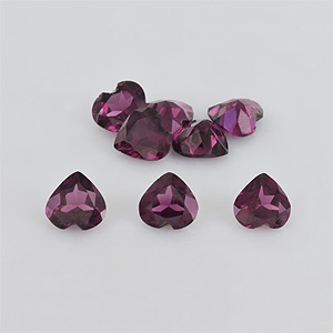 Natural 6x6x3.10mm Faceted Heart Rhodolite Garnet