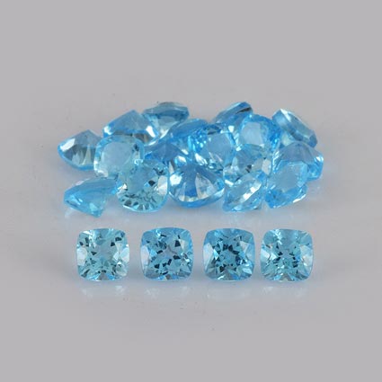 Natural 3x3x2.4mm Faceted Cushion Topaz