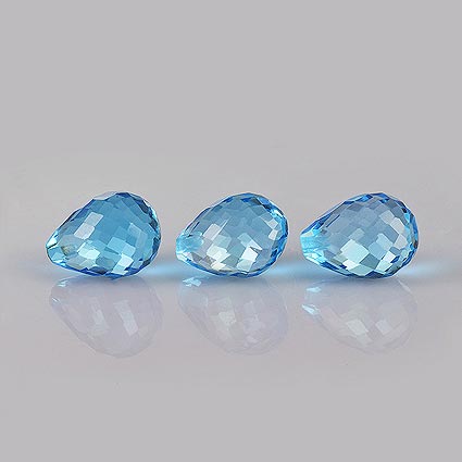 Natural 8x6x6mm Faceted Drilled Drop Topaz