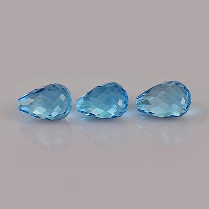 Natural 9x6x6mm Faceted Drilled Drop Topaz