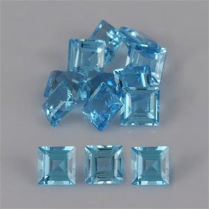 Natural 4x4x2.7mm Faceted Square Topaz