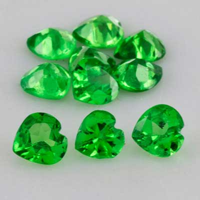 Natural 3x3x1.5mm Faceted Heart Tsavorite Garnet