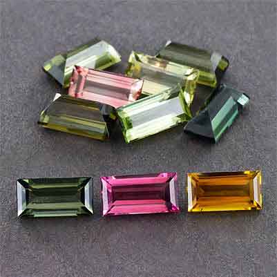 Natural 8x4x3.3mm Faceted Baguette Tourmaline