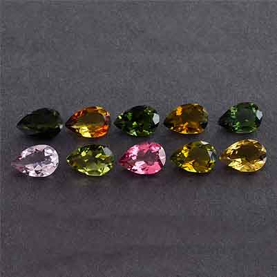 Natural 9x6x4mm Faceted Pear Tourmaline